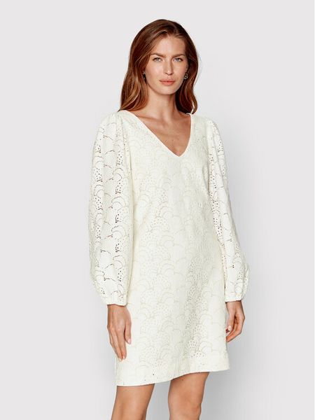 Samsøe Samsøe Sukienka letnia Anain F22200158 Biały Regular Fit. Białe sukienki Samsøe & Samsøe, na lato, xs, bez wzorów, z bawełny, bez kołnierzyka, bez ramiączek. Za 559.99 zł.