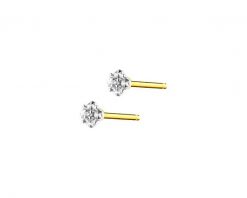 Kolczyki z żółtego złota z diamentami - 0,006 ct - próba 375. Żółte kolczyki Apart, z diamentem, złote. Za 599.00 zł.
