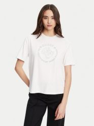 Guess T-Shirt V5YI05 KCOA2 Biały Regular Fit. Białe t-shirty Guess, xl, z aplikacjami, z wiskozy, bez kołnierzyka, bez ramiączek. Za 199.99 zł.