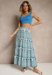 Niebieska Spódnica z Wiskozą o Rozkloszowanym Kroju w Etniczny Print Kolindriela. Niebieskie spódnice Renee, na co dzień, bez wzorów, z wiskozy, eleganckie, maxi, rozkloszowane. Za 89.99 zł.