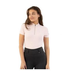 Polo jeździecki pół-zip damski BR Equitation Kim. Brązowe koszulki polo BR, xs, bez wzorów, bez kołnierzyka, bez ramiączek. Za 280.00 zł.