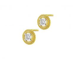 Kolczyki z żółtego i białego złota z diamentami - 0,28 ct - próba 585. Białe kolczyki Apart, z diamentem, złote. Za 3,990.00 zł.