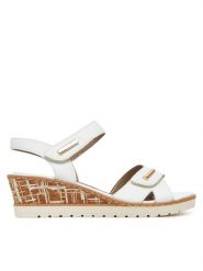 Remonte Sandały R6266-80 Biały. Białe sandały Remonte, bez wzorów, ze skóry, bez obcasa, na koturnie, bez zapięcia. Za 359.99 zł.