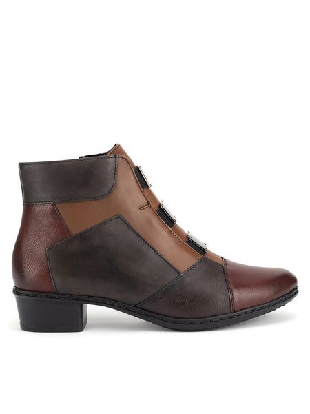 Rieker Trzewiki Y0764-35 Brązowy. Brązowe botki Rieker, bez wzorów, ze skóry, bez obcasa, na płaskiej podeszwie, bez zapięcia. Za 335.00 zł.