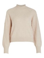 Vila Sweter "Uli" w kolorze kremowym rozmiar: XL. Brązowe swetry Vila, xl, bez wzorów, bez ramiączek. Za 74.95 zł.