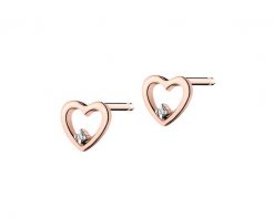 Kolczyki z różowego złota z diamentami - serca - 0,008 ct - próba 375. Czerwone kolczyki Apart, z diamentem, złote. Za 579.00 zł.