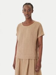 Marella T-Shirt Geyser 2615111132 Brązowy Regular Fit. Brązowe t-shirty Marella, bez wzorów, ze lnu, bez kołnierzyka, bez ramiączek. Za 439.99 zł.