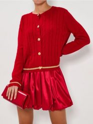 Rozpinany sweter na guziki - czerwony. Czerwone kardigany Sinsay, l, bez wzorów. Za 59.99 zł.