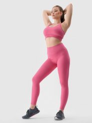 4F Legginsy treningowe bezszwowe damskie - różowe M/L. Czerwone legginsy 4f, l, bez wzorów, z dzianiny, z podwyższonym stanem, do biegania. W wyprzedaży za 59.99 zł.