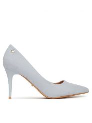DeeZee Szpilki EZ-23-1B Niebieski. Niebieskie szpilki DeeZee, bez wzorów, z materiału, bez obcasa, na szpilce, bez zapięcia. Za 139.99 zł.