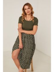 Joséfine Sukienka "Evelya" w kolorze khaki rozmiar: M. Brązowe sukienki Joséfine, m, bez wzorów, bez kołnierzyka, bez ramiączek, midi. Za 183.03 zł.