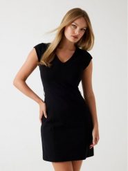 Guess Sukienka koktajlowa W5BK21 KCMU2 Czarny Slim Fit. Czarne sukienki Guess, l, z aplikacjami, z syntetyku, wizytowe, bez kołnierzyka, bez ramiączek. Za 529.99 zł.