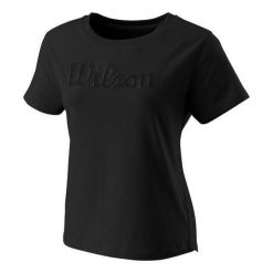 Koszulka damska Wilson Script Eco Cotton Tee. Czarne bluzki Wilson, xs, bez wzorów, sportowe, bez kołnierzyka, bez ramiączek. Za 95.00 zł.