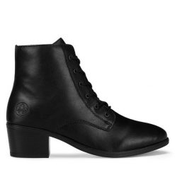 Botki Rieker. Czarne botki Rieker, bez wzorów, bez obcasa, na słupku, bez zapięcia. Za 295.99 zł.