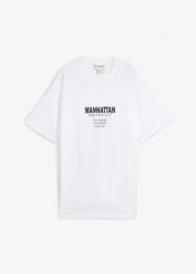 T-shirt oversize z czystej bawełny organicznej. Białe t-shirty bonprix, bez wzorów, z bawełny, bez kołnierzyka, bez ramiączek. Za 64.99 zł.