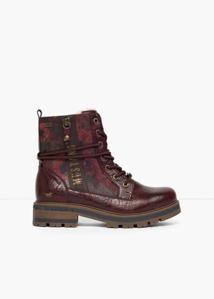 Botki sznurowane Mustang, z zamkiem. Czerwone botki bonprix, bez wzorów, bez obcasa, bez zapięcia. Za 229.99 zł.