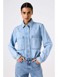 Garcia Koszula dżinsowa w kolorze błękitnym rozmiar: XXL. Niebieskie koszule Garcia, xxl, bez wzorów, z bawełny, bez kołnierzyka, bez ramiączek. Za 163.26 zł.