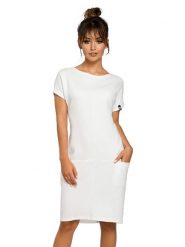 Be Wear Sukienka w kolorze kremowym rozmiar: S. Brązowe sukienki Be Wear, na co dzień, s, bez wzorów, bez kołnierzyka, bez ramiączek, midi, proste. Za 184.46 zł.