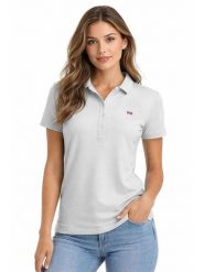 Geographical Norway Koszulka polo "Krystaline" w kolorze jasnoszarym rozmiar: S. Szare bluzki Geographical Norway, s, bez wzorów, z bawełny, bez kołnierzyka, bez ramiączek. Za 86.99 zł.