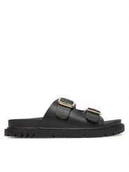MEXX Klapki MX/021C-HY Czarny. Czarne klapki Mexx, bez wzorów, ze skóry, bez obcasa. Za 229.99 zł.