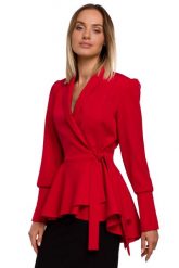 Czerwony Efektowny Żakiet Typu Frak. Czerwone marynarki i żakiety MOE, l, bez wzorów, z elastanu. Za 333.90 zł.