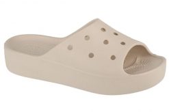 Klapki damskie Crocs Platform Slide. Szare klapki Crocs, bez wzorów, z materiału, bez obcasa. Za 295.00 zł.