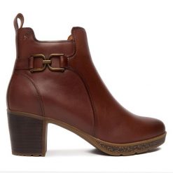 Botki Josef Seibel. Brązowe botki Josef Seibel, bez wzorów, bez obcasa, na słupku, bez zapięcia. Za 609.99 zł.