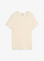 Sweter ażurowy z bawełny. Białe swetry bonprix, w ażurowe wzory, z bawełny, bez ramiączek. Za 54.99 zł.