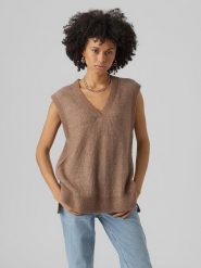 Vero Moda Bezrękawnik w kolorze jasnobrązowym rozmiar: XS. Brązowe swetry Vero Moda, xs, bez wzorów, bez ramiączek. Za 61.60 zł.