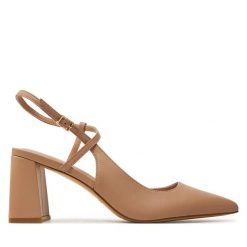 Sandały Aldo. Brązowe sandały Aldo, bez wzorów, bez obcasa, na słupku, bez zapięcia. Za 469.99 zł.