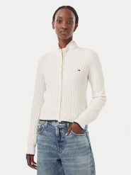 Tommy Jeans Kardigan DW0DW23355 Kremowy Slim Fit. Białe kardigany Tommy Jeans, l, bez wzorów, z jeansu. Za 449.99 zł.