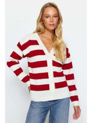 Trendyol Kardigan w kolorze czerwono-białym rozmiar: onesize. Białe kardigany Trendyol, bez wzorów. Za 86.99 zł.