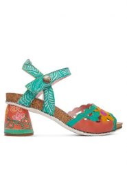 Laura Vita Sandały Framboiseo 34 Różowy. Czerwone sandały Laura Vita, bez wzorów, ze skóry, bez obcasa, na słupku, bez zapięcia. Za 429.99 zł.