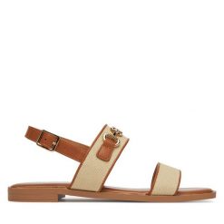 Sandały Nine West. Brązowe sandały Nine West, bez wzorów, bez obcasa, na płaskiej podeszwie, bez zapięcia. Za 169.99 zł.