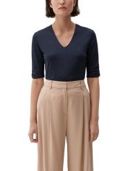 S.Oliver Bluzka w kolorze granatowym rozmiar: 34. Niebieskie bluzki S.Oliver, s, bez wzorów, z wiskozy, bez kołnierzyka, bez ramiączek. Za 86.99 zł.