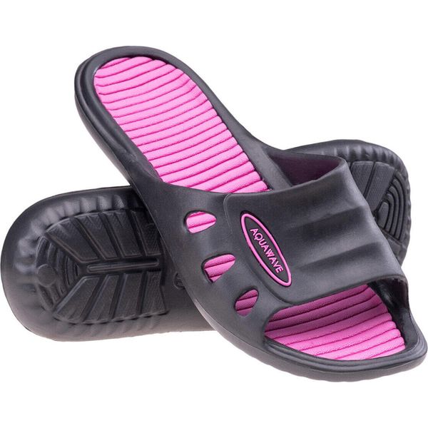 Klapki basenowe damskie Aquawave Manusa. Czarne klapki AQUAWAVE, bez wzorów, bez obcasa. Za 60.30 zł.