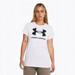 Koszulka T-Shirt Damski Sportowy Biały Under Armour Rival Logo Xxl. Białe koszulki sportowe Under Armour, bez wzorów, bez ramiączek, do biegania. Za 129.99 zł.