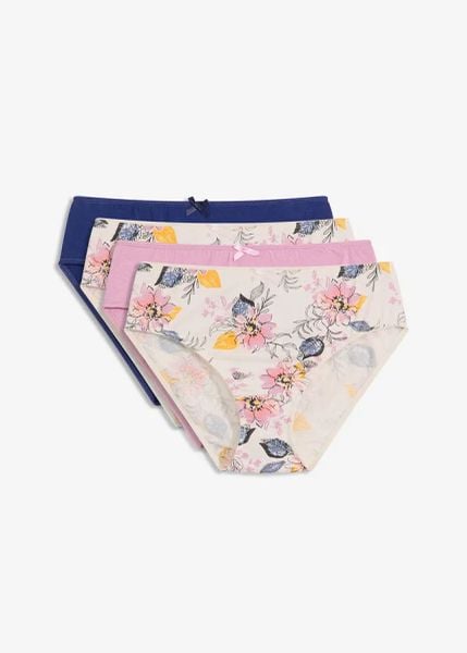 Figi maxi z bawełny organicznej (4 pary). Czerwone figi bonprix, bez wzorów, z bawełny. Za 67.99 zł.