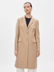 Tommy Hilfiger Płaszcz wełniany Classic WW0WW41662 Beżowy Regular Fit. Brązowe płaszcze TOMMY HILFIGER, bez wzorów, z wełny, bez kaptura. Za 1,699.00 zł.