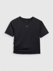 4F Crop-top do jogi i pilatesu szybkoschnący damski - niebieski XL. Czerwone koszulki sportowe 4f, bez wzorów, z elastanu, bez ramiączek, na jogę i pilates. Za 99.99 zł.