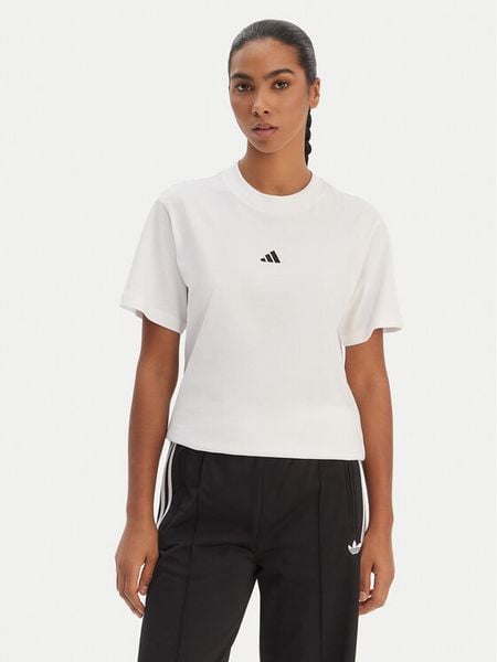 Adidas T-Shirt Essentials Small Logo JC5944 Biały Regular Fit. Białe t-shirty Adidas, l, bez wzorów, z bawełny, bez kołnierzyka, bez ramiączek. Za 109.99 zł.