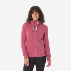 Bluza turystyczna damska Quechua NH500. Czerwone bluzy QUECHUA, xl, bez wzorów, z materiału, bez kaptura. Za 129.99 zł.