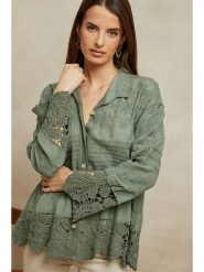 Plume Bluzka "Cheor" w kolorze khaki rozmiar: S. Brązowe bluzki Plume, s, bez wzorów, z bawełny, bez kołnierzyka, bez ramiączek. Za 141.52 zł.