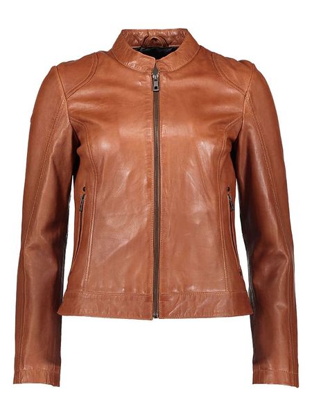 Bugatti Skórzana kurtka w kolorze jasnobrązowym rozmiar: 42. Brązowe kurtki Bugatti, bez wzorów, ze skóry, bez kaptura. Za 586.02 zł.