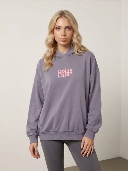 Bluza hoodie z efektem sprania - niebieski. Niebieskie bluzy Sinsay, l, bez wzorów, bez kaptura. Za 59.99 zł.