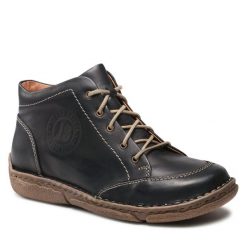 Botki Josef Seibel. Czarne botki Josef Seibel, bez wzorów, bez obcasa, na płaskiej podeszwie, bez zapięcia. Za 489.99 zł.