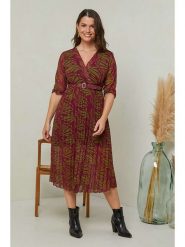 Curvy Lady Sukienka w kolorze bordowo-zielonym rozmiar: 40/42. Czerwone sukienki Curvy Lady, bez wzorów, z tkaniny, klasyczne, bez kołnierzyka, bez ramiączek, midi. Za 105.38 zł.