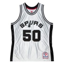 Koszulka San Antonio Spurs NBA 75th Platinum Swingman Jersey 1998 David Robinson. Szare bluzki Mitchell & Ness, bez wzorów, z jersey, sportowe, bez kołnierzyka, bez ramiączek. Za 731.50 zł.