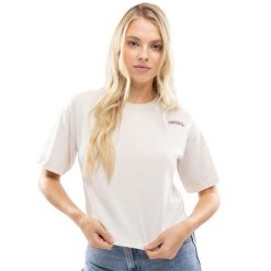 Damski luźny crop top Lifestyle Siroko IBZ Eivissa Ivory. Brązowe koszulki sportowe SIROKO, bez wzorów, z bawełny, bez ramiączek. Za 126.00 zł.