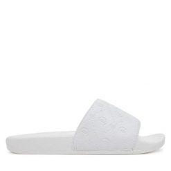 Klapki Just Cavalli. Białe klapki Just Cavalli, bez wzorów, bez obcasa. Za 259.99 zł.